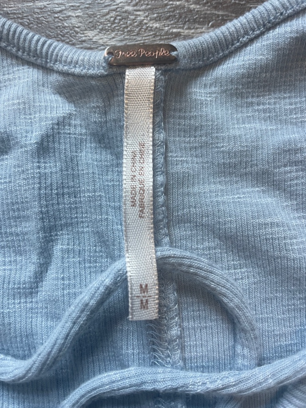 FREE PEOPLE Light Blue Lace-Up Ribbed Tank - Picture 3 of 7